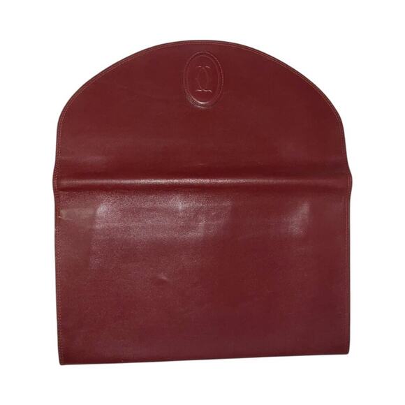 Cartier Vintage Bordeaux Red Leather Clutch Bag W/ Card & Dust bag - Picture 4 of 13
